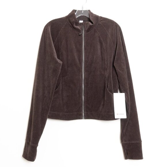 Lululemon Scuba Track Jacket Velvet Cord Espresso Brown W3HN5S Size 12 - Picture 3 of 16